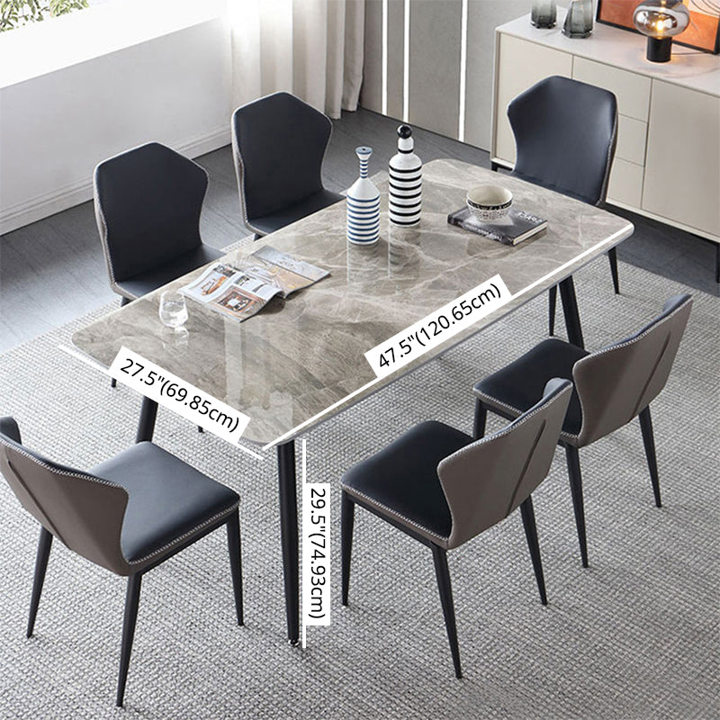 Modern Style Sintered Stone Dining Table with Grey Standard Height Table for Home Use Clearhalo 'Dining Room Sets' 'Dining Tables & Seating' 'dining_room_set' 'Furniture' 'furniture_dining_room_set' 'Kitchen & Dining Furniture' 'kitchen&dining_furn' 'kitchen' 3347529