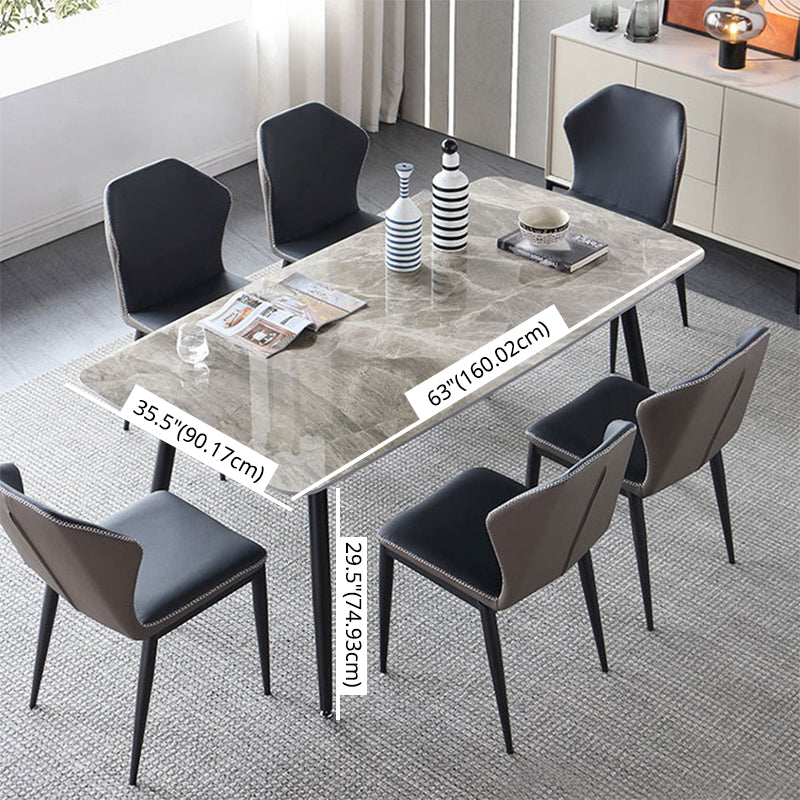 Modern Style Sintered Stone Dining Table with Grey Standard Height Table for Home Use Clearhalo 'Dining Room Sets' 'Dining Tables & Seating' 'dining_room_set' 'Furniture' 'furniture_dining_room_set' 'Kitchen & Dining Furniture' 'kitchen&dining_furn' 'kitchen' 3347532