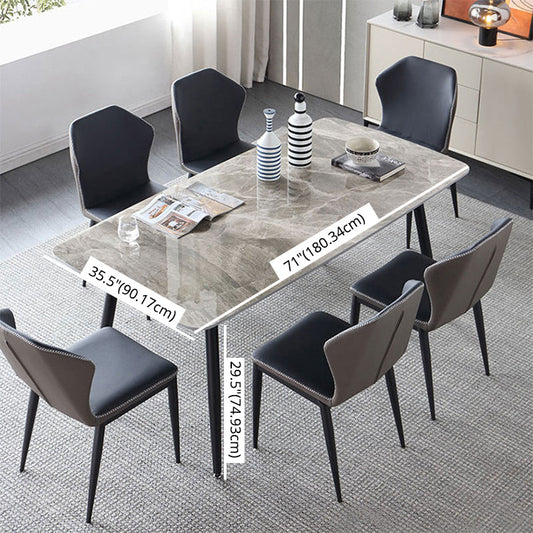 Modern Style Sintered Stone Dining Table with Grey Standard Height Table for Home Use Clearhalo 'Dining Room Sets' 'Dining Tables & Seating' 'dining_room_set' 'Furniture' 'furniture_dining_room_set' 'Kitchen & Dining Furniture' 'kitchen&dining_furn' 'kitchen' 3347533