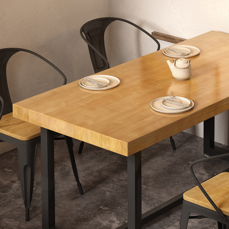 Industrial Style Solid Wood Dining Set with Rectangle Shape Table and Trestle Base for Home Use Clearhalo 'Dining Room Sets' 'Dining Tables & Seating' 'dining_room_set' 'Furniture' 'furniture_dining_room_set' 'Kitchen & Dining Furniture' 'kitchen&dining_furn' 'kitchen' 3347551