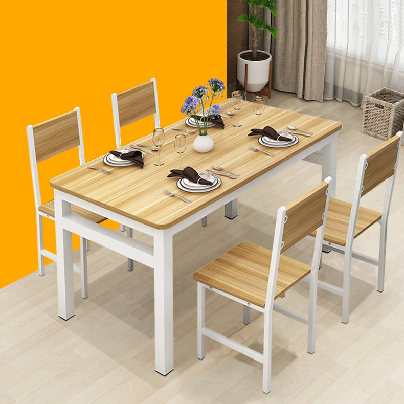 Modern Style Table with Rectangle Shape Standard Height Table and 4 Legs Base White with 4 Chairs Clearhalo 'Dining Room Sets' 'Dining Tables & Seating' 'dining_room_set' 'Furniture' 'furniture_dining_room_set' 'Kitchen & Dining Furniture' 'kitchen&dining_furn' 'kitchen' 3347589