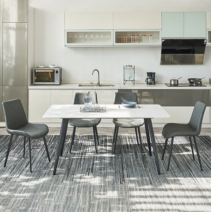 Kitchen Contemporary Sintered Stone Top Dining Table Sets with 4 Legs Base Dining Room Furniture Clearhalo 'Dining Room Sets' 'Dining Tables & Seating' 'dining_room_set' 'Furniture' 'furniture_dining_room_set' 'Kitchen & Dining Furniture' 'kitchen&dining_furn' 'kitchen' 3347618