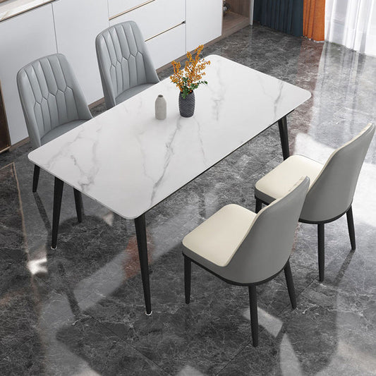 Fixed Sintered Stone Top Dining Furniture with 4 Legs Base Dining Table Sets for Home Clearhalo 'Dining Room Sets' 'Dining Tables & Seating' 'dining_room_set' 'Furniture' 'furniture_dining_room_set' 'Kitchen & Dining Furniture' 'kitchen&dining_furn' 'kitchen' 3347631