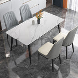 Fixed Sintered Stone Top Dining Furniture with 4 Legs Base Dining Table Sets for Home Clearhalo 'Dining Room Sets' 'Dining Tables & Seating' 'dining_room_set' 'Furniture' 'furniture_dining_room_set' 'Kitchen & Dining Furniture' 'kitchen&dining_furn' 'kitchen' 3347631