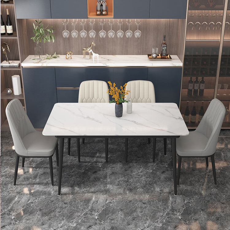 Fixed Sintered Stone Top Dining Furniture with 4 Legs Base Dining Table Sets for Home with 4 Chairs Clearhalo 'Dining Room Sets' 'Dining Tables & Seating' 'dining_room_set' 'Furniture' 'furniture_dining_room_set' 'Kitchen & Dining Furniture' 'kitchen&dining_furn' 'kitchen' 3347632
