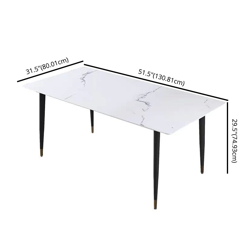 Fixed Sintered Stone Top Dining Furniture with 4 Legs Base Dining Table Sets for Home Clearhalo 'Dining Room Sets' 'Dining Tables & Seating' 'dining_room_set' 'Furniture' 'furniture_dining_room_set' 'Kitchen & Dining Furniture' 'kitchen&dining_furn' 'kitchen' 3347642