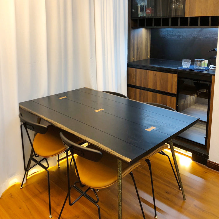 Industrial Style Solid Wood Dining Set with Rectangle Shape Table and 4 Legs Base for Home Use Clearhalo 'Dining Room Sets' 'Dining Tables & Seating' 'dining_room_set' 'Furniture' 'furniture_dining_room_set' 'Kitchen & Dining Furniture' 'kitchen&dining_furn' 'kitchen' 3347675