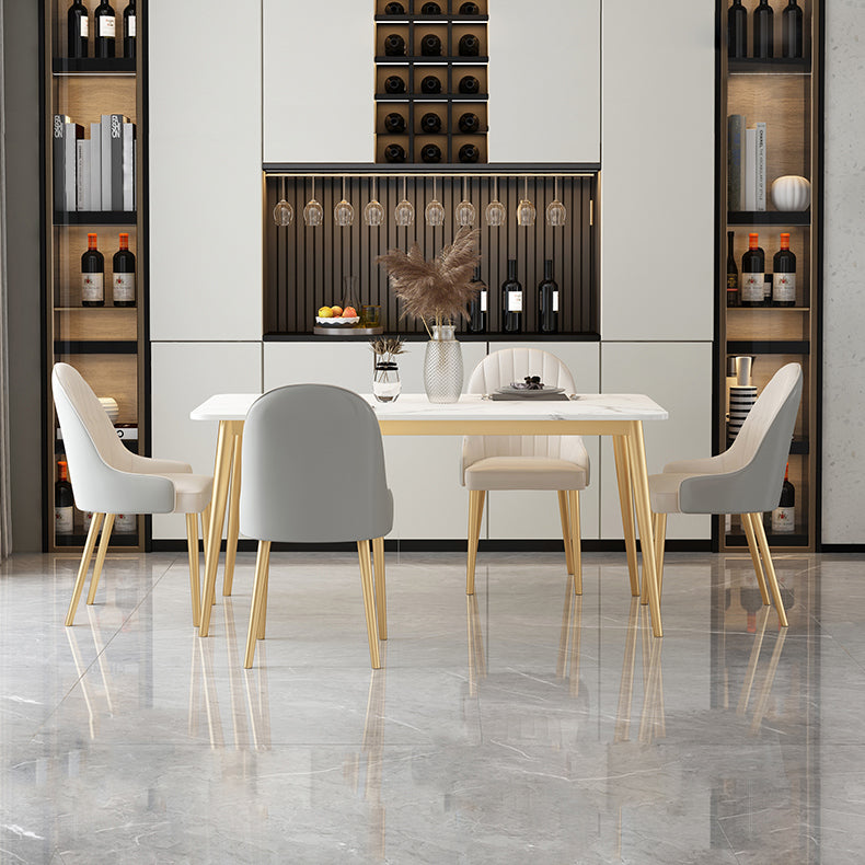 Modern Style Sintered Stone Dining Table with 4 Gold Legs Base for Home Use Clearhalo 'Dining Room Sets' 'Dining Tables & Seating' 'dining_room_set' 'Furniture' 'furniture_dining_room_set' 'Kitchen & Dining Furniture' 'kitchen&dining_furn' 'kitchen' 3347676