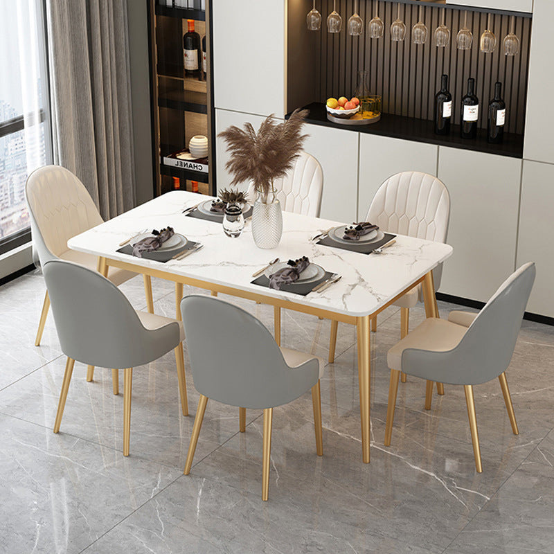 Modern Style Sintered Stone Dining Table with 4 Gold Legs Base for Home Use Clearhalo 'Dining Room Sets' 'Dining Tables & Seating' 'dining_room_set' 'Furniture' 'furniture_dining_room_set' 'Kitchen & Dining Furniture' 'kitchen&dining_furn' 'kitchen' 3347679
