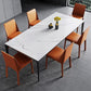 Modern Style Sintered Stone Dining Table with Standard Height Table and 4 Legs Base for Home Use Orange with 4 Chairs Clearhalo 'Dining Room Sets' 'Dining Tables & Seating' 'dining_room_set' 'Furniture' 'furniture_dining_room_set' 'Kitchen & Dining Furniture' 'kitchen&dining_furn' 'kitchen' 3347691
