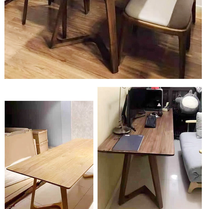 Fixed Minimalist Solid Wood Top Kitchen Table Set of Brown for Dining Room Clearhalo 'Dining Room Sets' 'Dining Tables & Seating' 'dining_room_set' 'Furniture' 'furniture_dining_room_set' 'Kitchen & Dining Furniture' 'kitchen&dining_furn' 'kitchen' 3347714