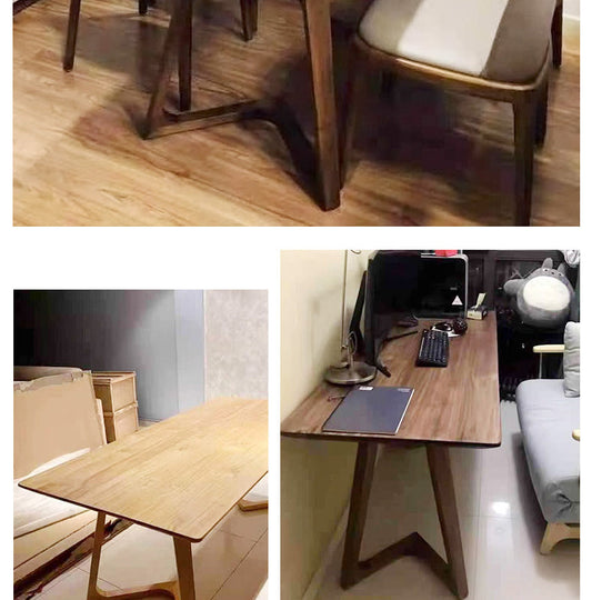 Fixed Minimalist Solid Wood Top Kitchen Table Set of Brown for Dining Room Clearhalo 'Dining Room Sets' 'Dining Tables & Seating' 'dining_room_set' 'Furniture' 'furniture_dining_room_set' 'Kitchen & Dining Furniture' 'kitchen&dining_furn' 'kitchen' 3347714