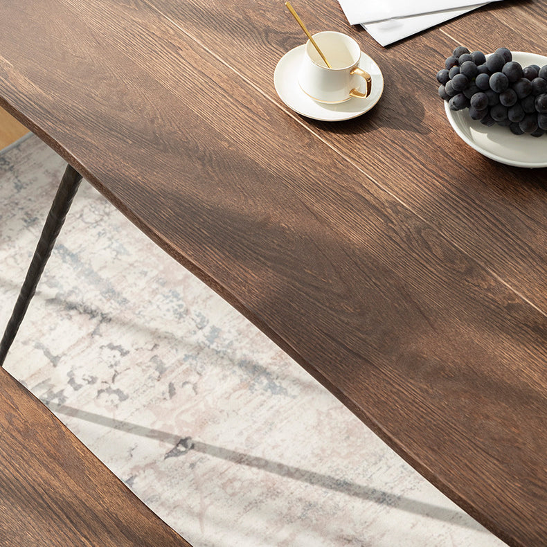 Industrial Style Wood Top Dining Set with 4 Black Metallic Legs for Dining Furniture Clearhalo 'Dining Room Sets' 'Dining Tables & Seating' 'dining_room_set' 'Furniture' 'furniture_dining_room_set' 'Kitchen & Dining Furniture' 'kitchen&dining_furn' 'kitchen' 3347724