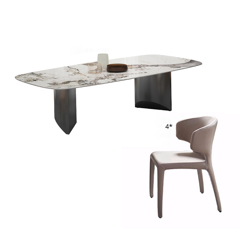 Standard Sintered Stone Top Dining Set with Black Metallic Legs for Kitchen with 4 Chairs Clearhalo 'Dining Room Sets' 'Dining Tables & Seating' 'dining_room_set' 'Furniture' 'furniture_dining_room_set' 'Kitchen & Dining Furniture' 'kitchen&dining_furn' 'kitchen' 3347787_fa7beaeb-8b3a-4d08-b17e-c2a9cbce5ccf