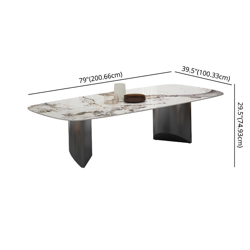 Standard Sintered Stone Top Dining Set with Black Metallic Legs for Kitchen Clearhalo 'Dining Room Sets' 'Dining Tables & Seating' 'dining_room_set' 'Furniture' 'furniture_dining_room_set' 'Kitchen & Dining Furniture' 'kitchen&dining_furn' 'kitchen' 3347798