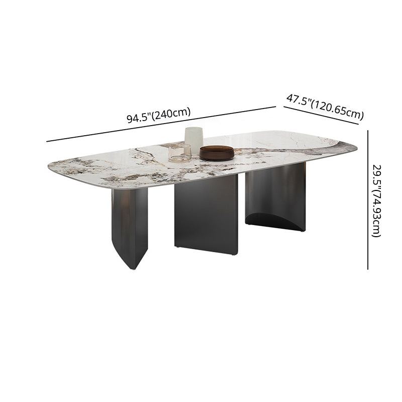 Standard Sintered Stone Top Dining Set with Black Metallic Legs for Kitchen Clearhalo 'Dining Room Sets' 'Dining Tables & Seating' 'dining_room_set' 'Furniture' 'furniture_dining_room_set' 'Kitchen & Dining Furniture' 'kitchen&dining_furn' 'kitchen' 3347800