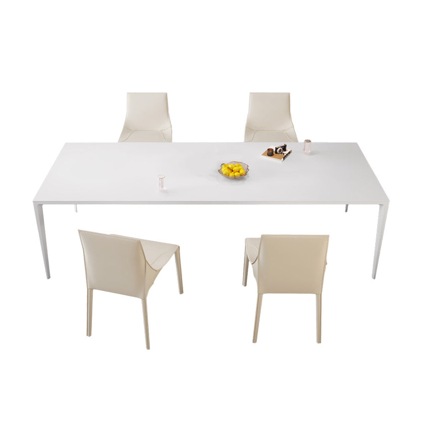 Modern Sintered Stone Standard Dining Set with Rectangle Table White Dining Set with 4 Legs Base with 4 Chairs Clearhalo 'Dining Room Sets' 'Dining Tables & Seating' 'dining_room_set' 'Furniture' 'furniture_dining_room_set' 'Kitchen & Dining Furniture' 'kitchen&dining_furn' 'kitchen' 3347905