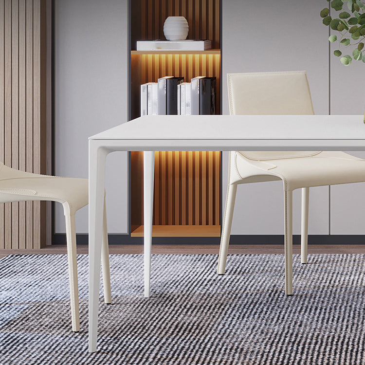 Modern Sintered Stone Standard Dining Set with Rectangle Table White Dining Set with 4 Legs Base Clearhalo 'Dining Room Sets' 'Dining Tables & Seating' 'dining_room_set' 'Furniture' 'furniture_dining_room_set' 'Kitchen & Dining Furniture' 'kitchen&dining_furn' 'kitchen' 3347906