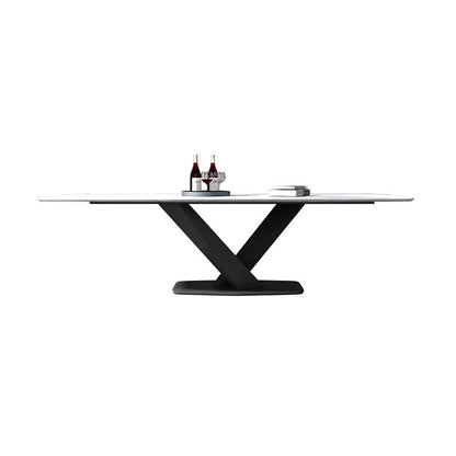 Modern Sintered Stone Dining Table Set with Rectangle Table and Pedestal Base Formal Dining Set Table Only Clearhalo 'Dining Room Sets' 'Dining Tables & Seating' 'dining_room_set' 'Furniture' 'furniture_dining_room_set' 'Kitchen & Dining Furniture' 'kitchen&dining_furn' 'kitchen' 3347920