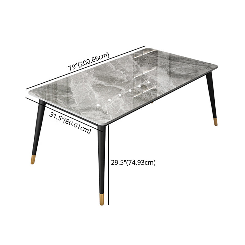 Modern Sintered Stone Rectangle Dining Set Standard White Dining Set with 4 Legs Base Clearhalo 'Dining Room Sets' 'Dining Tables & Seating' 'dining_room_set' 'Furniture' 'furniture_dining_room_set' 'Kitchen & Dining Furniture' 'kitchen&dining_furn' 'kitchen' 3347956