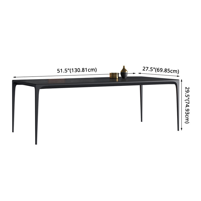 Modern Sintered Stone Black Dining Table Set with Rectangle Table and Metal Base Formal Dining Set Clearhalo 'Dining Room Sets' 'Dining Tables & Seating' 'dining_room_set' 'Furniture' 'furniture_dining_room_set' 'Kitchen & Dining Furniture' 'kitchen&dining_furn' 'kitchen' 3347991