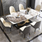 Fixed Contemporary Sintered Stone Kitchen Table Set with Pedestal Base Furniture for Home Clearhalo 'Dining Room Sets' 'Dining Tables & Seating' 'dining_room_set' 'furn' 'furn_dining_room_set' 'Furniture' 'furniture_dining_room_set' 'Kitchen & Dining Furniture' 'kitchen&dining_furn' 'kitchen' 3348001