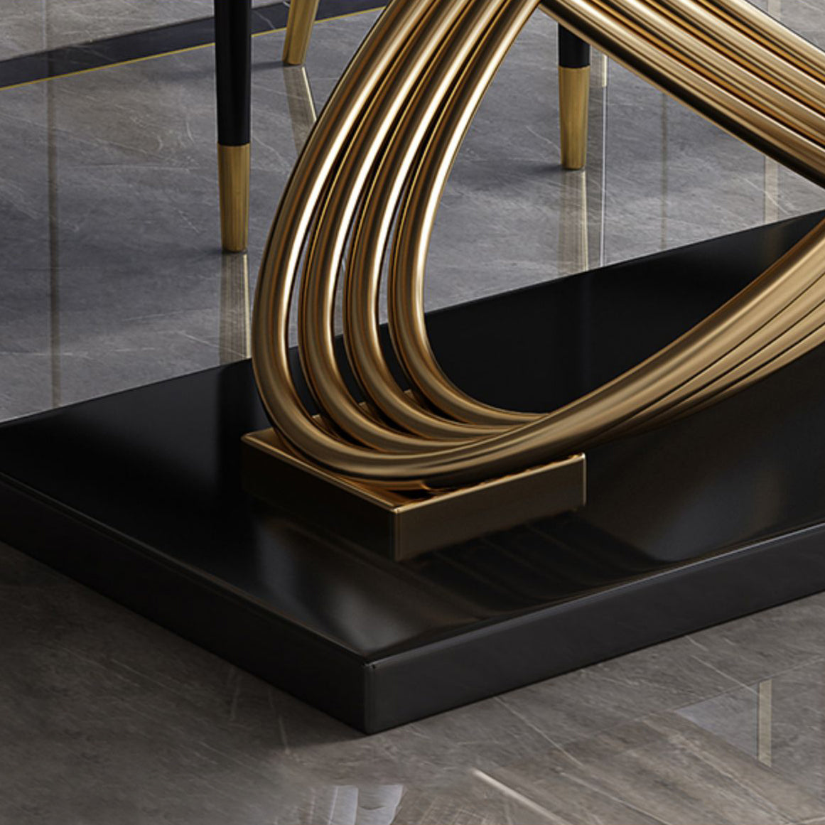 Fixed Contemporary Sintered Stone Kitchen Table Set with Pedestal Base Furniture for Home Clearhalo 'Dining Room Sets' 'Dining Tables & Seating' 'dining_room_set' 'furn' 'furn_dining_room_set' 'Furniture' 'furniture_dining_room_set' 'Kitchen & Dining Furniture' 'kitchen&dining_furn' 'kitchen' 3348004