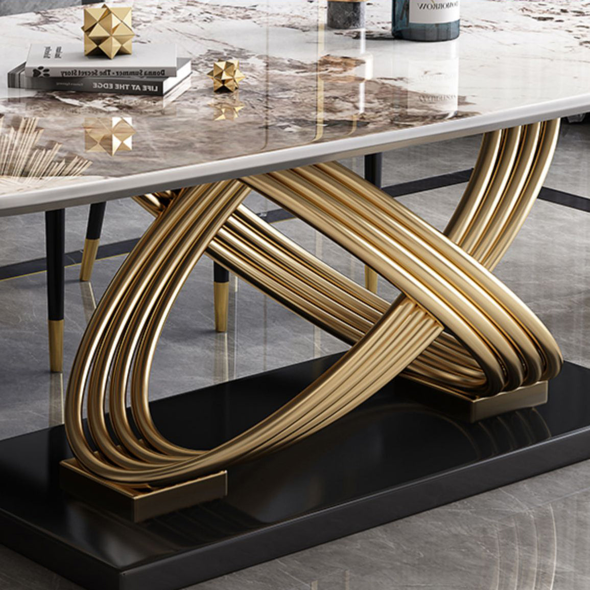 Fixed Contemporary Sintered Stone Kitchen Table Set with Pedestal Base Furniture for Home Clearhalo 'Dining Room Sets' 'Dining Tables & Seating' 'dining_room_set' 'furn' 'furn_dining_room_set' 'Furniture' 'furniture_dining_room_set' 'Kitchen & Dining Furniture' 'kitchen&dining_furn' 'kitchen' 3348006