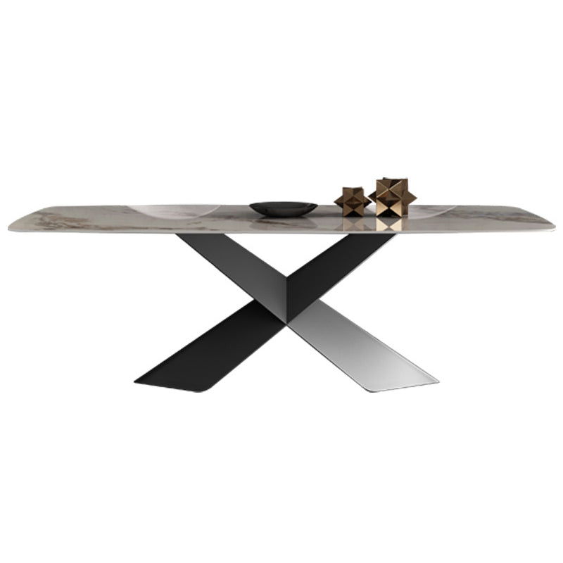 Modern Sintered Stone Dining Room Set with Rectangle Top and Black Base Furniture Clearhalo 'Dining Room Sets' 'Dining Tables & Seating' 'dining_room_set' 'furn' 'furn_dining_room_set' 'Furniture' 'furniture_dining_room_set' 'Kitchen & Dining Furniture' 'kitchen&dining_furn' 'kitchen' 3348018