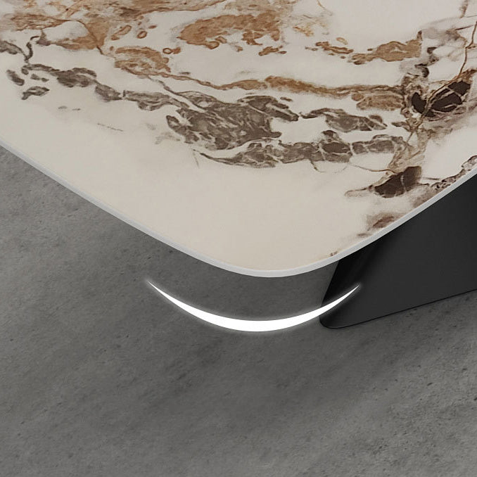 Modern Sintered Stone Dining Room Set with Rectangle Top and Black Base Furniture Clearhalo 'Dining Room Sets' 'Dining Tables & Seating' 'dining_room_set' 'furn' 'furn_dining_room_set' 'Furniture' 'furniture_dining_room_set' 'Kitchen & Dining Furniture' 'kitchen&dining_furn' 'kitchen' 3348022