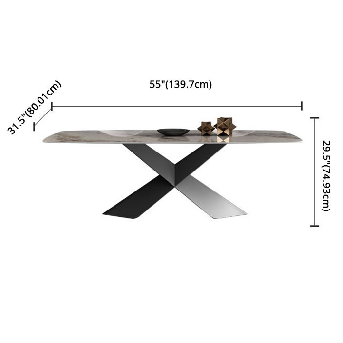 Modern Sintered Stone Dining Room Set with Rectangle Top and Black Base Furniture Clearhalo 'Dining Room Sets' 'Dining Tables & Seating' 'dining_room_set' 'furn' 'furn_dining_room_set' 'Furniture' 'furniture_dining_room_set' 'Kitchen & Dining Furniture' 'kitchen&dining_furn' 'kitchen' 3348024