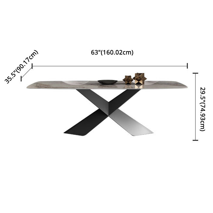Modern Sintered Stone Dining Room Set with Rectangle Top and Black Base Furniture Clearhalo 'Dining Room Sets' 'Dining Tables & Seating' 'dining_room_set' 'furn' 'furn_dining_room_set' 'Furniture' 'furniture_dining_room_set' 'Kitchen & Dining Furniture' 'kitchen&dining_furn' 'kitchen' 3348026