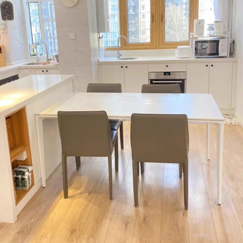 Modern Sintered Stone Top Standard Dining Set White Rectangle Shape Dining Set for Kitchen Clearhalo 'Dining Room Sets' 'Dining Tables & Seating' 'dining_room_set' 'Furniture' 'furniture_dining_room_set' 'Kitchen & Dining Furniture' 'kitchen&dining_furn' 'kitchen' 3348032