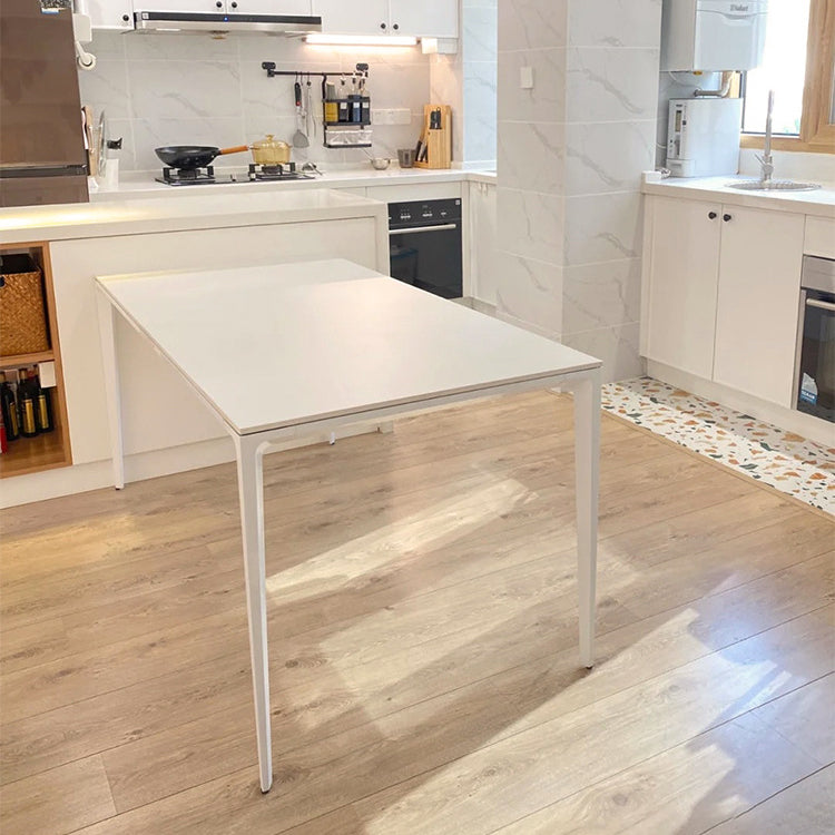 Modern Sintered Stone Top Standard Dining Set White Rectangle Shape Dining Set for Kitchen Clearhalo 'Dining Room Sets' 'Dining Tables & Seating' 'dining_room_set' 'Furniture' 'furniture_dining_room_set' 'Kitchen & Dining Furniture' 'kitchen&dining_furn' 'kitchen' 3348034