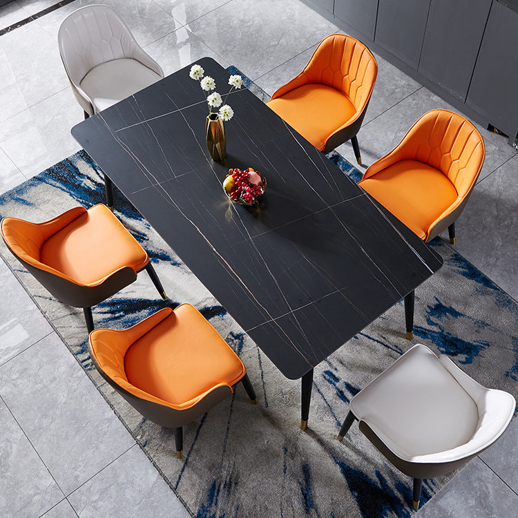 Modern Sintered Stone Dining Room Set Standard Height with Rectangle Top and Gold Legs Dining Set Clearhalo 'Dining Room Sets' 'Dining Tables & Seating' 'dining_room_set' 'Furniture' 'furniture_dining_room_set' 'Kitchen & Dining Furniture' 'kitchen&dining_furn' 'kitchen' 3348047