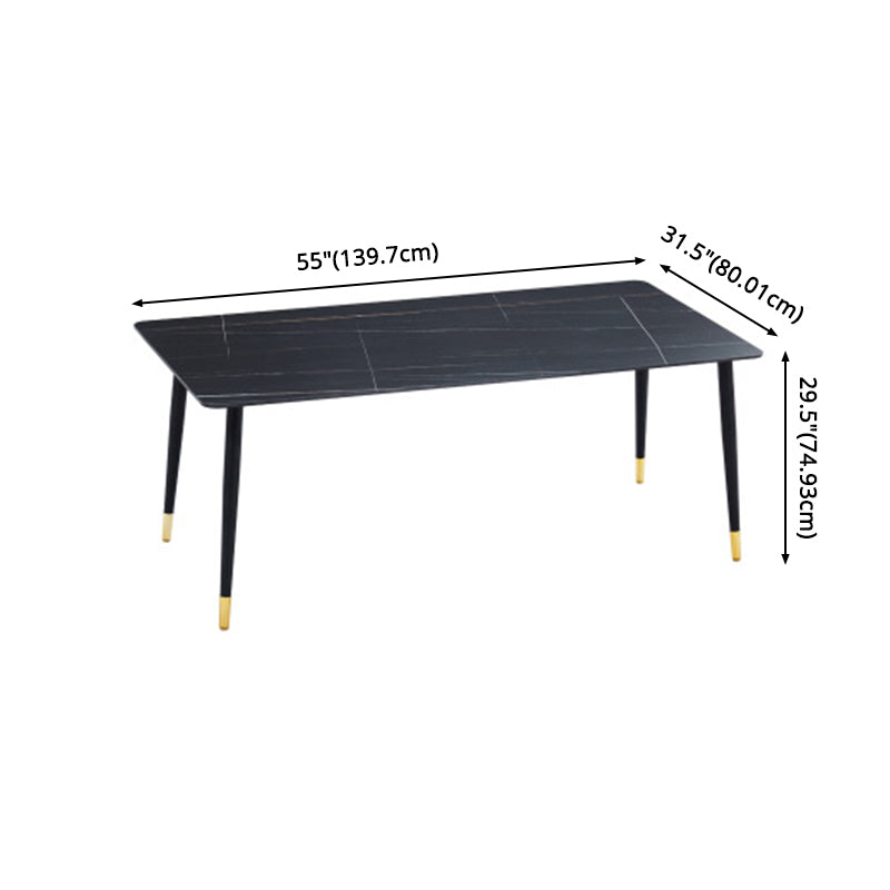 Modern Sintered Stone Dining Room Set Standard Height with Rectangle Top and Gold Legs Dining Set Clearhalo 'Dining Room Sets' 'Dining Tables & Seating' 'dining_room_set' 'Furniture' 'furniture_dining_room_set' 'Kitchen & Dining Furniture' 'kitchen&dining_furn' 'kitchen' 3348052
