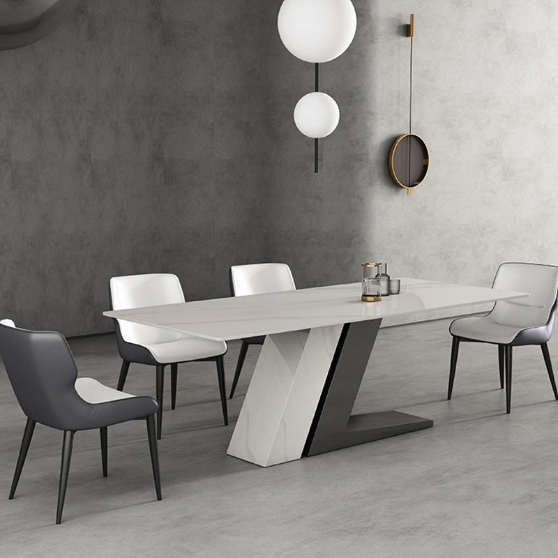 Modern Sintered Stone Dining Table Set with Rectangle Table and Metal Base Formal Dining Set Clearhalo 'Dining Room Sets' 'Dining Tables & Seating' 'dining_room_set' 'Furniture' 'furniture_dining_room_set' 'Kitchen & Dining Furniture' 'kitchen&dining_furn' 'kitchen' 3348099