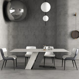 Modern Sintered Stone Dining Table Set with Rectangle Table and Metal Base Formal Dining Set Clearhalo 'Dining Room Sets' 'Dining Tables & Seating' 'dining_room_set' 'Furniture' 'furniture_dining_room_set' 'Kitchen & Dining Furniture' 'kitchen&dining_furn' 'kitchen' 3348100