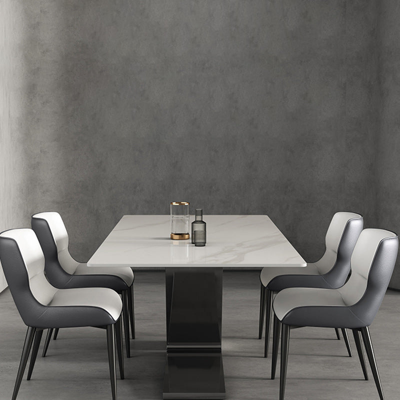 Modern Sintered Stone Dining Table Set with Rectangle Table and Metal Base Formal Dining Set with 4 Chairs Clearhalo 'Dining Room Sets' 'Dining Tables & Seating' 'dining_room_set' 'Furniture' 'furniture_dining_room_set' 'Kitchen & Dining Furniture' 'kitchen&dining_furn' 'kitchen' 3348101
