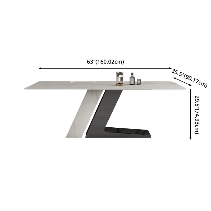 Modern Sintered Stone Dining Table Set with Rectangle Table and Metal Base Formal Dining Set Clearhalo 'Dining Room Sets' 'Dining Tables & Seating' 'dining_room_set' 'Furniture' 'furniture_dining_room_set' 'Kitchen & Dining Furniture' 'kitchen&dining_furn' 'kitchen' 3348109