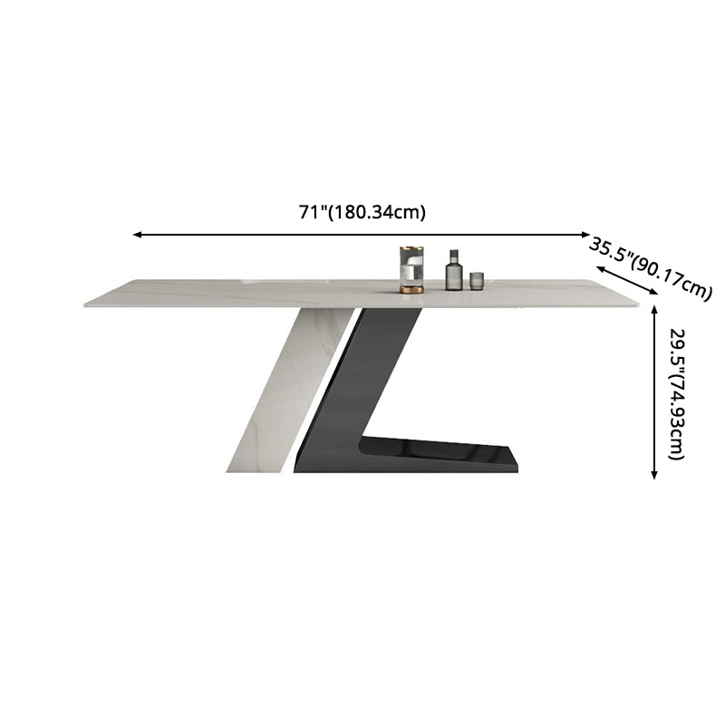 Modern Sintered Stone Dining Table Set with Rectangle Table and Metal Base Formal Dining Set Clearhalo 'Dining Room Sets' 'Dining Tables & Seating' 'dining_room_set' 'Furniture' 'furniture_dining_room_set' 'Kitchen & Dining Furniture' 'kitchen&dining_furn' 'kitchen' 3348110
