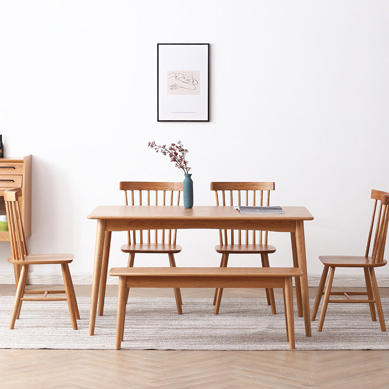 Minimalist Style Solid Wood Top Dining Table Set of Rectangle Shape Formal Dinette Set Clearhalo 'Dining Room Sets' 'Dining Tables & Seating' 'dining_room_set' 'furn' 'furn_dining_room_set' 'Furniture' 'furniture_dining_room_set' 'Kitchen & Dining Furniture' 'kitchen&dining_furn' 'kitchen' 3348132