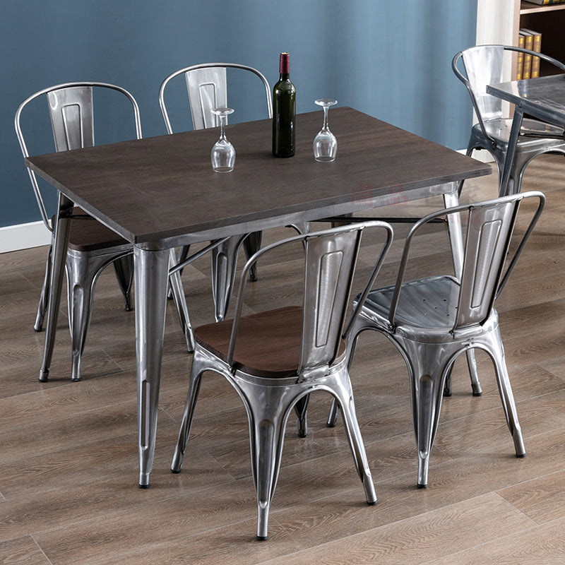 Industrial Style Solid Wood Dining Set with Rectangle Shape Table and 4 Legs Base for Home Use Clearhalo 'Dining Room Sets' 'Dining Tables & Seating' 'dining_room_set' 'Furniture' 'furniture_dining_room_set' 'Kitchen & Dining Furniture' 'kitchen&dining_furn' 'kitchen' 3348145
