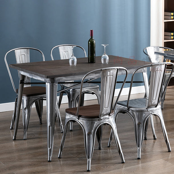 Industrial Style Solid Wood Dining Set with Rectangle Shape Table and 4 Legs Base for Home Use Clearhalo 'Dining Room Sets' 'Dining Tables & Seating' 'dining_room_set' 'Furniture' 'furniture_dining_room_set' 'Kitchen & Dining Furniture' 'kitchen&dining_furn' 'kitchen' 3348148