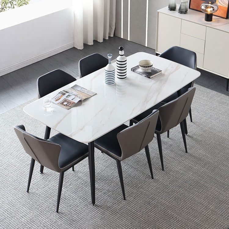 Modern Sintered Stone Dining Room Set with Black Base Dining Furniture for Home Use Clearhalo 'Dining Room Sets' 'Dining Tables & Seating' 'dining_room_set' 'furn' 'furn_dining_room_set' 'Furniture' 'furniture_dining_room_set' 'Kitchen & Dining Furniture' 'kitchen&dining_furn' 'kitchen' 3348158