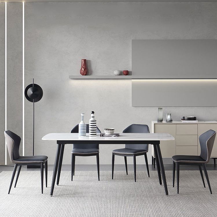 Modern Sintered Stone Dining Room Set with Black Base Dining Furniture for Home Use Clearhalo 'Dining Room Sets' 'Dining Tables & Seating' 'dining_room_set' 'furn' 'furn_dining_room_set' 'Furniture' 'furniture_dining_room_set' 'Kitchen & Dining Furniture' 'kitchen&dining_furn' 'kitchen' 3348159