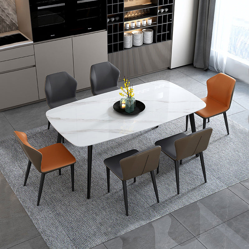 Modern Sintered Stone Dining Room Set with Black Base Dining Furniture for Home Use Clearhalo 'Dining Room Sets' 'Dining Tables & Seating' 'dining_room_set' 'furn' 'furn_dining_room_set' 'Furniture' 'furniture_dining_room_set' 'Kitchen & Dining Furniture' 'kitchen&dining_furn' 'kitchen' 3348160