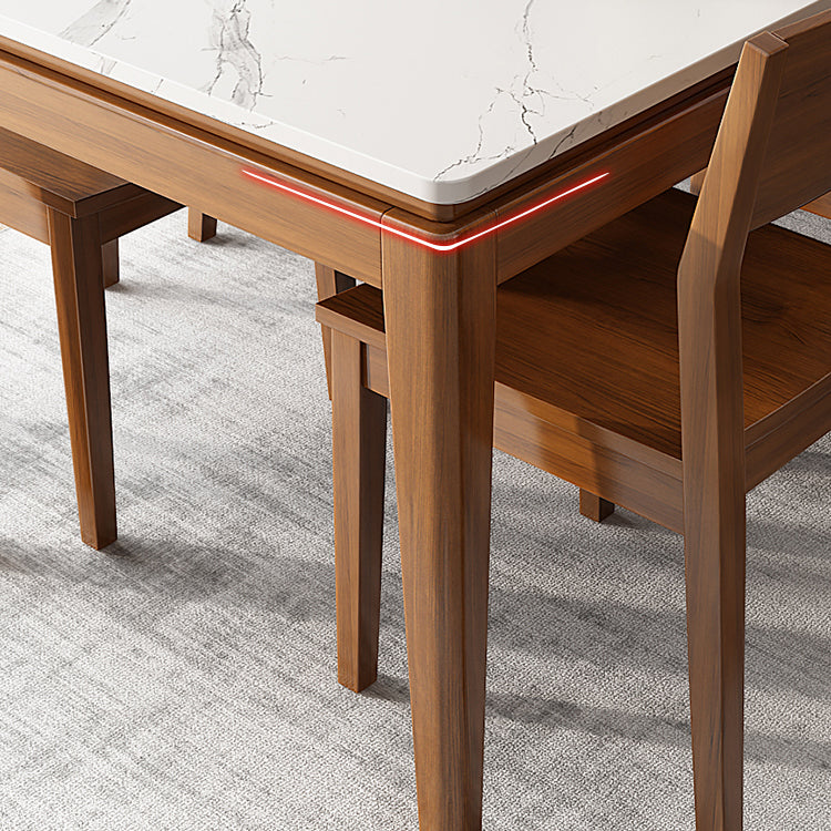 Modern Style Dining Table Set White Sintered Stone Dining Table with Solid Wood Base Clearhalo 'Dining Room Sets' 'Dining Tables & Seating' 'dining_room_set' 'Furniture' 'furniture_dining_room_set' 'Kitchen & Dining Furniture' 'kitchen&dining_furn' 'kitchen' 3348179