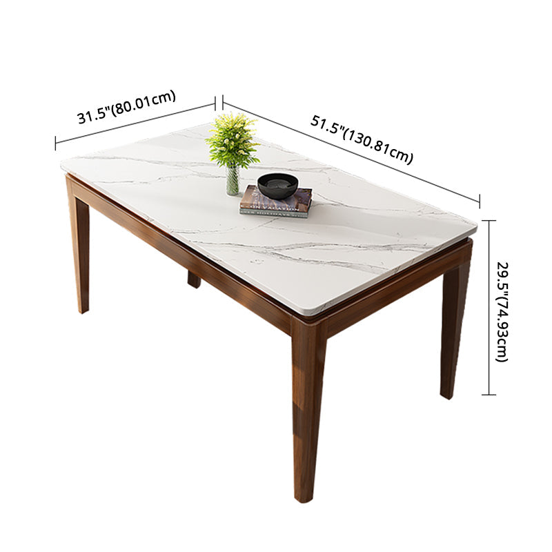 Modern Style Dining Table Set White Sintered Stone Dining Table with Solid Wood Base Clearhalo 'Dining Room Sets' 'Dining Tables & Seating' 'dining_room_set' 'Furniture' 'furniture_dining_room_set' 'Kitchen & Dining Furniture' 'kitchen&dining_furn' 'kitchen' 3348181