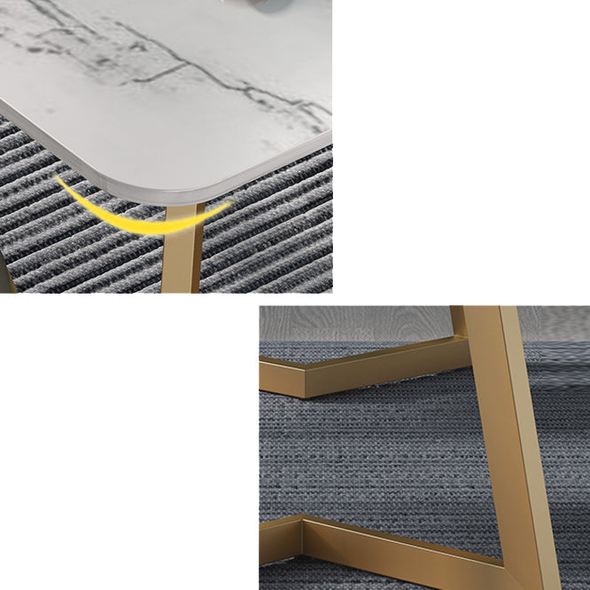 Fixed Sintered Stone Dining Room Set with Metallic 4 Legs Table Dining Room Furniture for Home Clearhalo 'Dining Room Sets' 'Dining Tables & Seating' 'dining_room_set' 'Furniture' 'furniture_dining_room_set' 'Kitchen & Dining Furniture' 'kitchen&dining_furn' 'kitchen' 3348191